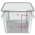 CFS BRANDS Carlisle 1195207 Squares Polycarbonate Food Storage Container, 6 qt, 8.75 x 8.75 x 7.31, Clear, Plastic