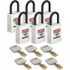 Brady 150206 Lockout Padlock: Keyed Alike, Nylon, 0.7" High, Plastic Shackle, White