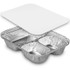 HFA INC 204500 Three-Compartment Oblong Food Container, 24 oz, 6.38 x 1.47 x 8, Silver, Aluminum, 500/Carton