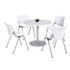 KFI STUDIOS 811774036689 Pedestal Table with Four White Kool Series Chairs, Round, 36" Dia x 29h, Designer White