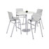 KFI STUDIOS 811774037105 Pedestal Bistro Table with Four Light Gray Kool Series Barstools, Round, 36" Dia x 41h, Designer White