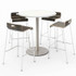 KFI STUDIOS 840031900111 Pedestal Bistro Table with Four Espresso Jive Series Barstools, Round, 36" Dia x 41h, Designer White