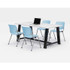 KFI STUDIOS 840031900333 Midtown Dining Table with Four Sky Blue Kool Series Chairs, 36 x 72 x 30, Designer White