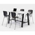 KFI STUDIOS 840031900579 Midtown Bistro Dining Table with Four Black Kool Barstools, 36 x 72 x 41, Designer White