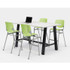 KFI STUDIOS 840031900609 Midtown Bistro Dining Table with Four Lime Green Kool Barstools, 36 x 72 x 41, Designer White