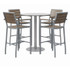 KFI STUDIOS 840031918505 Eveleen Outdoor Bistro Patio Table with Four Mocha Powder-Coated Polymer Barstools, Round, 41"h, Gray