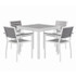 KFI STUDIOS 840031918550 Eveleen Outdoor Patio Table with Four Gray Powder-Coated Polymer Chairs, 32" Square, Gray