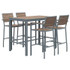 KFI STUDIOS 840031925190 Eveleen Outdoor Bistro Patio Table with Four Mocha Powder-Coated Polymer Barstools, 32 x 55, Mocha