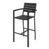 KFI STUDIOS 840031925213 Eveleen Outdoor Bistro Patio Table with Four Black Powder-Coated Polymer Barstools, 32 x 55, Black