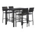 KFI STUDIOS 840031925213 Eveleen Outdoor Bistro Patio Table with Four Black Powder-Coated Polymer Barstools, 32 x 55, Black