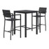 KFI STUDIOS 840031925275 Eveleen Outdoor Bistro Patio Table with Two Black Powder-Coated Polymer Barstools, 30" Square, Black