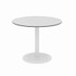 KFI STUDIOS 840031918499 Eveleen Outdoor Patio Table, Four Gray Powder-Coated Polymer Chairs, Round, 36" Dia x 29h, White