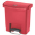 RUBBERMAID COMMERCIAL PROD. 1883563 Slim Jim Streamline Resin Step-On Container, Front Step Style, 4 gal, Polyethylene, Red