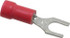 Thomas & Betts 18RA-10F Standard Fork Terminal: Red, Vinyl, Partially Insulated, #10 Stud, Crimp