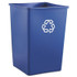 RUBBERMAID COMMERCIAL PROD. 3958-73 BLU Square Recycling Container, 35 gal, Plastic, Blue