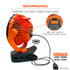 TENACIOUS HOLDINGS, INC. ergodyne® 12800 Chill-Its 6090 Rechargeable Portable Jobsite Fan, 9.5, Orange/Black