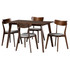 WHOLESALE INTERIORS, INC. 2721-10814-10807 Baxton Studio Nori Dining Set, 29-1/2inH x 47-1/4inW x 29-1/2inD, Light Gray/Walnut