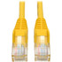 Tripp Lites 1.52 m (5-ft.) Yellow snagless category 5e (Cat5e) patch cable has 2 snagless RJ45 molded male connectors featuring integral strain relief. The cable is manufactured from PVC 4-pair stranded UTP and is rated for 350MHz/1Gbps communication. All cables are offered in a variety of lengths and colors for all category 5 (Cat5) and 5e cabling needs. Standard, non-snagless category 5e patch cables are also available (N002-Series).   Rated for 350MHz / 1Gbps communication  Available in other colors and lengths  PVC 4-pair stranded UTP  Length: 5-ft. (1.52 m) color: Yellow connectors: RJ45 male  Also available without the snagless feature (N002-Series)  Feature molded connectors with integral strain relief  Also available - Cat6 cables (N201-Series)  Snagless design protects the locking tabs on the RJ45 connectors from being damaged or snapped off during installation  Meets most current industry standards including IEEE 802.3ab, IEEE 802.5, ANSI/EIA/TIA 568, ISO/IEC 11801 and ETL (category 5e draft 11)  Cabling for category 5 (Cat5) and 5e (Cat5e) applications