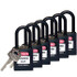 Brady 123347 Lockout Padlock: Keyed Alike, Key Retaining, Nylon, Nylon Shackle, Black