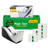 Scotch Magic Tape Value Pack includes a weighted desktop dispenser . The tape is the preferred tape for offices, homes and schools. Its invisible when applied and wonT show on copies. This is an ideal tape for permanent paper mending. It can be written on with pen, pencil or marker, it pulls off the roll smoothly. Scotch Magic Tape cuts easily and is very reliable. The tape is photo safe and made with globally sourced materials.  Preferred tape for offices, homes and schools, ideal for permanent paper mending.  Invisible when applied and wonT show on copies.  Write on it with pen, pencil or marker.  Can be written on with pen, pencil or marker.  Pulls off the roll smoothly and cuts easily, very reliable.  Photo safe.  Tape contains 37% bio-based content (derived from cellulose) by weight  Plant-based content - made using tree-free agricultural products or by-products, helping you support innovative use of plants while reducing use of forests or other resources.