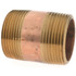 Merit Brass 2120-200 Brass Pipe Nipple: Threaded on Both Ends, 2" OAL, 1-1/4" NPT