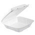 DART DCC90HTPF1R Foam Hinged Lid Container, 1-Comp, 9 x 9 2/5 x 3, White, 100/Bag, 2 Bag/Carton