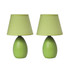 ALL THE RAGES INC Simple Designs LT2009-GRN-2PK  Mini Egg Oval Ceramic Table Lamp, 9.45inH, Green, 2pk