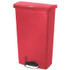 RUBBERMAID COMMERCIAL PROD. 1883568 Streamline Resin Step-On Container, Front Step Style, 18 gal, Polyethylene, Red