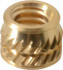 E-Z LOK TH-008-SV #8-32, 0.226" Small to 0.234" Large End Hole Diam, Brass Single Vane Tapered Hole Threaded Insert