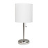 ALL THE RAGES INC Creekwood Home CWT-2012-WH  Oslo USB Port Metal Table Lamp, 19-1/2inH, White Shade/Brushed Steel Base