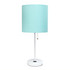 ALL THE RAGES INC Creekwood Home CWT-2008-AW  Oslo Power Outlet Metal Table Lamp, 19-1/2inH, Aqua Shade/White Base