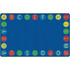 Create a fun way to get everyone engaged with this learning rug. The nylon rug features 26 seating spots, 1 for each letter of the alphabet, and is protected with FORCE 5, a permanent antimicrobial agent.  Made of strong nylon to handle a day full of play.  Colored circles contain each letter of the alphabet to help you create unique seating.  Treated with Scotchgard-protector to fight soil stains and FORCE 5 to guard against mold, mildew and odors.  Can be used with Alphabet Seating Squares (sold separately).  Dry clean or vacuum for simple maintenance.  Antimicrobial is an agent that kills microorganisms or stops their growth.  This product is heavy and/or oversized and may need more than one person to handle.
