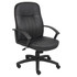 Set yourself up for success with the Boss Budget leather office chair. LeatherPlus polyurethane-infused leather is made for softness, durability and professional appeal, and the passive ergonomic design supports your posture as you work. Whether you are sorting through files or meeting with clients in this mid-back office chair, the adjustable design makes it easy to comfortably position yourself for each task on your plate.  Weight capacity tested to support 275 lb.  Passive ergonomic seating with built in lumbar support. Lumbar feature supports your lower back and enhances the natural curve of your spine.  Waterfall seat cushion slopes slightly downward to help reduce stress on your legs.  LeatherPlus upholstery.  Upright locking position.  Pneumatic seat-height adjustment.  Adjustable tilt tension control.  Loop arm rests.  Large 27in nylon base.  Hooded double-wheel casters.  Matches the B8109 guest chair model (sold separately).  Meets and/or exceeds ANSI/BIFMA performance standards.  Assembly required.  Boss office chair is finished in black.  Tested to meet ANSI/BIFMA Performance Standards - Manufacturer testing has been conducted on this product to meet specific performance requirements and safety standards set forth by the American National Standards Institute (ANSI) and the Business and Institutional Furniture Manufacturers.