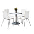 KFI STUDIOS 810389024968 Pedestal Table with Four White Jive Series Chairs, Round, 36" Dia x 29h, Crisp Linen