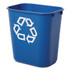 RUBBERMAID COMMERCIAL PROD. 295573BE Deskside Recycling Container, Small, 13.63 qt, Plastic, Blue