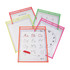 Say goodbye to the days of making hundreds of worksheet copies. With these dry-erase pockets, you can reuse worksheets in all of your classes. Clear surface allows students to see any page you slide underneath.  Saves you time, paper and money.  Low-odor dry-erase marker ink wipes off clean with a soft cloth or tissue. Markers, cloths and tissues sold separately.  Super-heavyweight, clear-vinyl writing surface. Colorful stitched border helps keep students focused on the task at hand.  Accommodates papers 9in x 12in and smaller.  Features metal eyelets for easy hanging.
