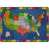 Learning the United States will be a breeze for your kiddos with the Flagship Carpets My America Doodle Map. This map of the United states includes state lines and each state is labeled to help kids learn them, and students can also match the state abbreviations to the states.  Carpet with print of a map of the United States and border with state abbreviations to teach children the United States.  Made with 100% 6.6 continuous filament nylon and bound with double-stitch surge nylon edge yarn to offer durability.  Stainless for permanent soil resistance and stain protection.  Treated with FORCE 5 agent to make the rug antimicrobial, odor resistant and mildew resistant.  Eco-conscious choice - has one or more meaningful eco-attributes or eco-labels.  Antimicrobial is an agent that kills microorganisms or stops their growth.  Less harsh chemicals - made with fewer harsh chemicals, or safer chemicals than typical alternatives, helping  reduce your use of and exposure to substances that may be more harmful to your health and the environment.