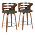 LUMISOURCE, LLC B24-COSNIR WLCHAR2 LumiSource Cosini Counter Stools, Charcoal Seat/Walnut Frame, Set Of 2 Stools