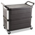 RUBBERMAID COMMERCIAL PROD. 4093 BLA Xtra Utility Cart with Enclosed Sides and Back, Plastic, 3 Shelves, 300 lb Capacity, 20" x 40.63" x 37.8", Black