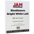 Prepare for your next presentation with these sturdy sheets of JAM Paper cover card stock. The acid-free paper is designed with a smooth finish and can be printed, copied, scanned and faxed.  JAM cover card stock features a smooth paper finish thats easy to write, draw and print on.  Acid-free paper guards against yellowing and fading.  Can be used with your printer, copier, scanner or fax machine.  88-lb paper can be used for a variety of creative and professional projects.  Strathmore bright white linen sheets come in a pack of 50 to help keep your desk fully stocked.