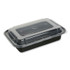 GEN TORECT24 Microwavable Food Container with Lid, Rectangular, 24 oz, 7.48 x 5.03 x 2.48, Black/Clear, Plastic, 150/Carton