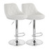 MEGAGOODS, INC. Elama 995115017M  Diamond-Stitched Faux Leather Bar Stools, White/Chrome, Set Of 2 Stools