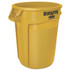 RUBBERMAID COMMERCIAL PROD. 2632 YEL Vented Round Brute Container, 32 gal, Plastic, Yellow