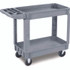BOARDWALK 4024UC GRA Two-Shelf Utility Cart, Plastic, 2 Shelves, 500 lb Capacity, 17.25" x 40" x 33.5", Gray
