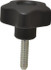 Elesa 969903 Lobed Knob: 1.57" Head Dia, 5 Points, Thermoplastic Elastomer, Black