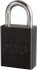 American Lock S1105BLK Lockout Padlock: Keyed Different, Key Retaining, Aluminum, 1" High, Plated Metal Shackle, Black