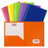 JAM PAPER AND ENVELOPE 383EASSRTD JAM Paper POP Plastic 2-Pocket School Folders, 9-1/2in x 11-1/2in, Assorted Primary, Pack Of 6 Folders