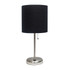 ALL THE RAGES INC Creekwood Home CWT-2012-BK  Oslo USB Port Metal Table Lamp, 19-1/2inH, Black Shade/Brushed Steel Base