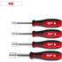 Milwaukee Tool 48-22-2444 Nutdriver Sets; Drive Size: 1/4 in; 5/16 in; 7/16 in; 9/16 in ; Handle Type: Tri-Lobe ; Shaft Type: Hollow ; Container Type: None ; Shaft Length (Inch): 3 ; Overall Length (Decimal Inch): 7.3700