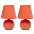 ALL THE RAGES INC Simple Designs LT2008-ORG-2PK   Mini Ceramic Globe Table Lamp, 8.66inH, Orange, 2pk